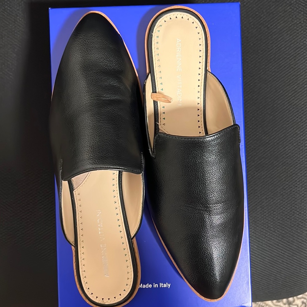 Black slip on leather backless flats. Size 9. Fit true to size.